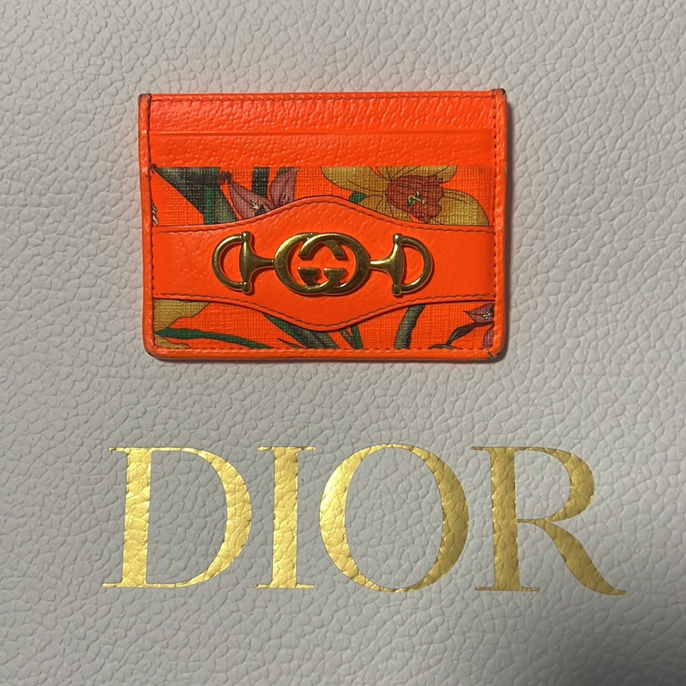 Preowned Orange Gucci Card Wallet